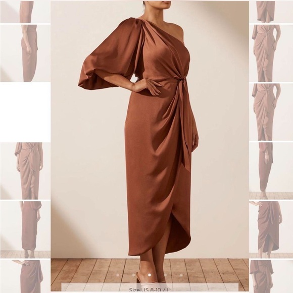 Shona Joy Tie front one shoulder midi dress - Picture 3 of 8